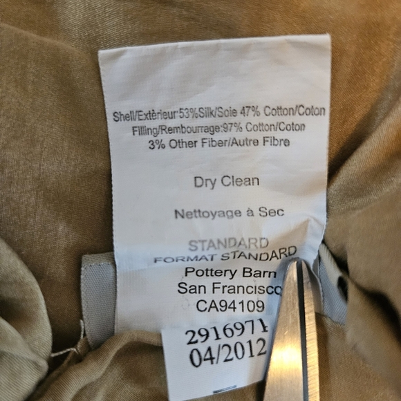 POTTERY BARN WASHED COTTON SILK GOLD IVORY STANDARD PILLOW SHAM 20 X 26 Set Of 2 - Picture 4 of 12